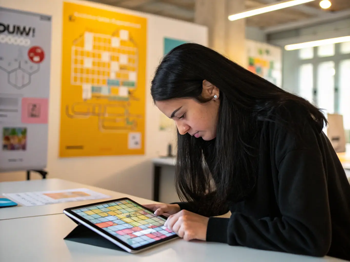 A vibrant image of a player immersed in a 豪门国际 puzzle game, showcasing the platform's user-friendly interface and engaging gameplay.